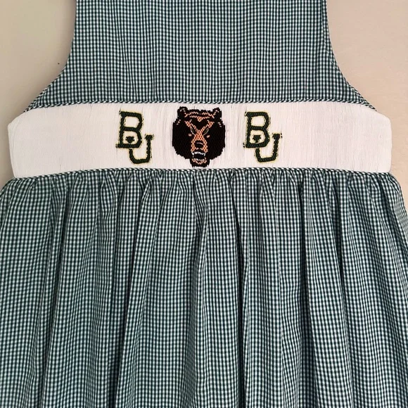 VIVE LA FÊTE Smocked Baylor Bears Dress Size 4 - Picture 2 of 5